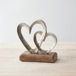 Linked Hearts Wooden Plaque, 15cm