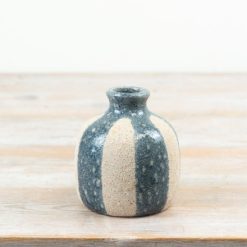 Blue & White Striped Coastal Vase, 10.5cm