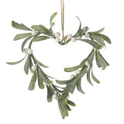 Bauble: Hanging Mistletoe Heart Decoration, 25cm