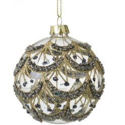Bauble: Golden Glitz Glass Bauble, 8cm