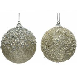 Bauble: Assorted Foam Glittery Baubles, 8cm