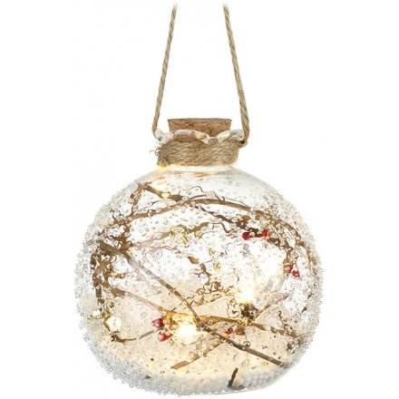 Bauble: Woodland Twig LED Bauble, 10cm