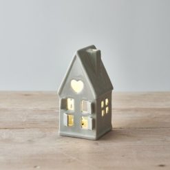 Dainty Grey House T-light Holder, 11.5cm