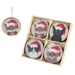 Bauble: Wooden Cats In Hats Baubles