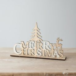 Natural Wood Christmas Plaque, 22.5cm