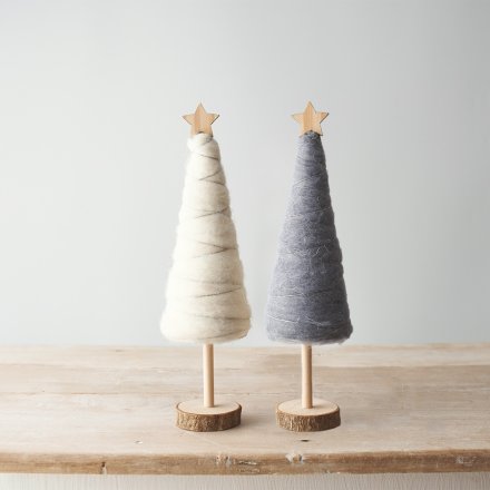 Wooden and Woollen Tree Decorations, 30cm