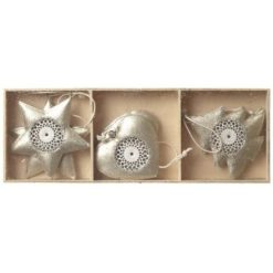 Bauble: Hanging Gold Star, Tree or Heart Decoration, 7cm