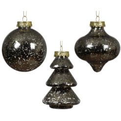 Bauble: Black Sequin Baubles, 8cm