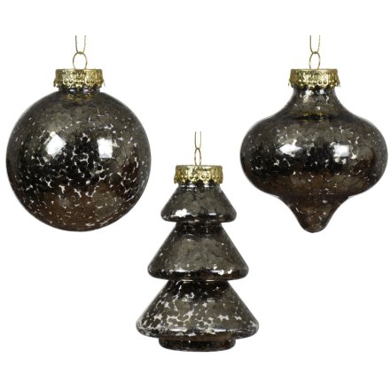 Bauble: Black Sequin Baubles, 8cm