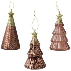 Bauble: Pink Tree Hangers w/ Gold Glitter, 12.6cm