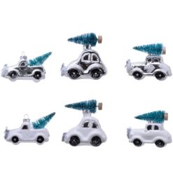 Bauble: Hanging Festive Car w/ Blue Trees, 10cm