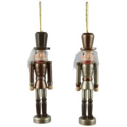 Bauble: Bronze & Silver Nutcracker Ornaments, 12.5cm