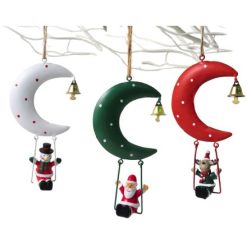 Bauble: Moon With Swing Decoration, 14cm
