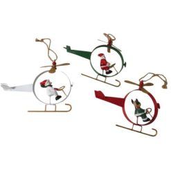 Bauble: Metal Helicopter Christmas Decoration 14cm