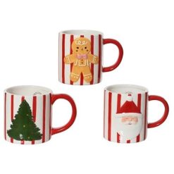 Red & White Striped Xmas Mug, 10cm