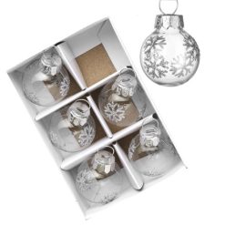 Bauble: Silver Snowflakes Glass Baubles, 2.5cm