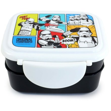 Original Stormtrooper Clip Lock Stacked Bento Lunch Box Cutlery Set