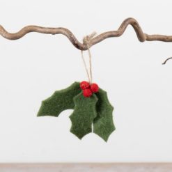 Bauble: Christmas Holly Hanging Decoration, 7cm