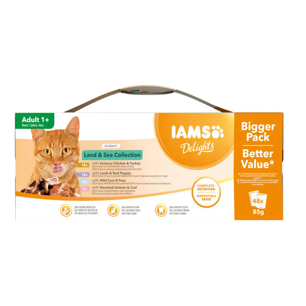 Iams Delights Cat Food Land & Sea Collection In Gravy 48x85g - 85g