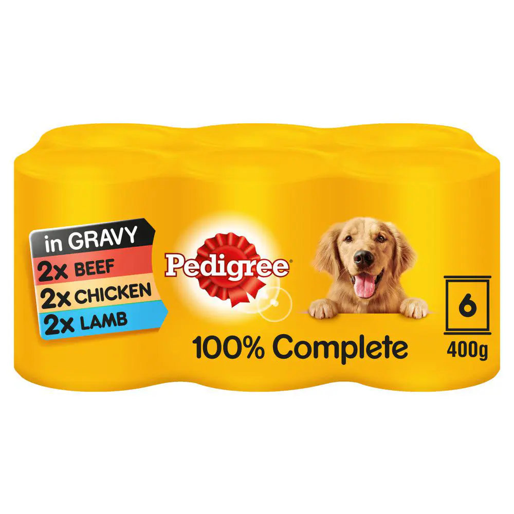 Pedigree Adult Wet Dog Food Tins Country Casseroles in Gravy 6pk - 400g