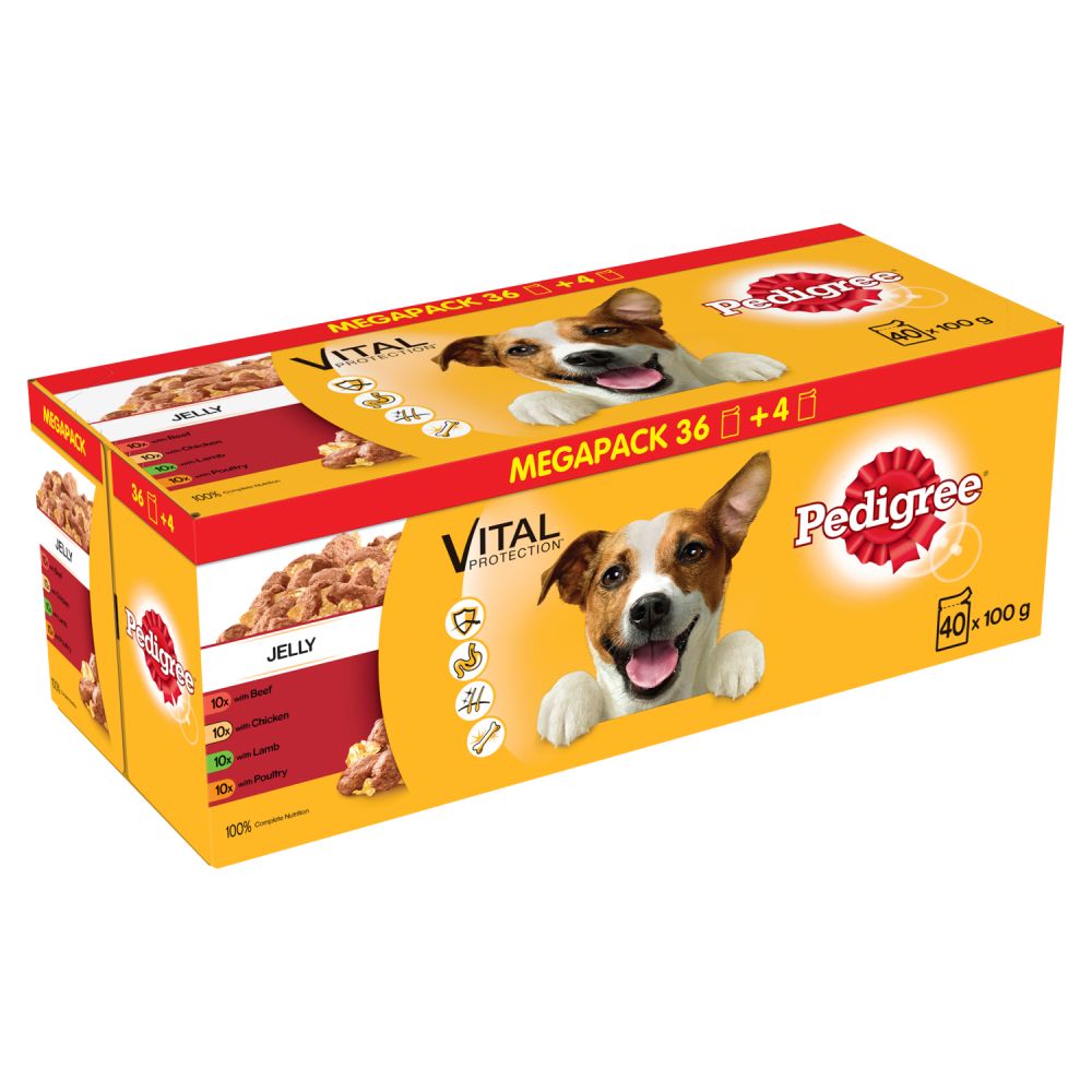 Pedigree Dog Pouches Mixed Selection in Jelly 40 for 36 Mega Pack - 100g