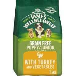 James Wellbeloved Grain Free Puppy/Junior Dry Dog Food Turkey & Veg - 1.5kg
