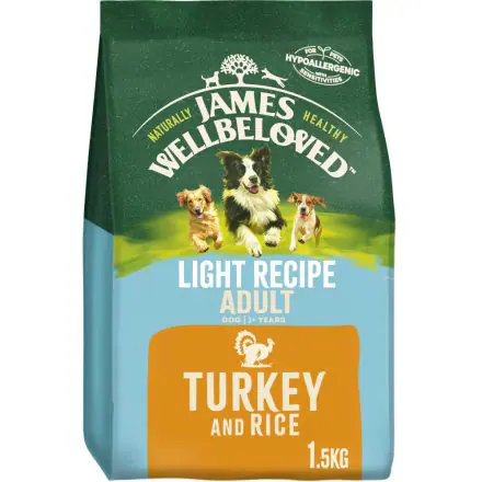 James Wellbeloved Light Adult Dry Dog Food Turkey & Rice Various Sizes