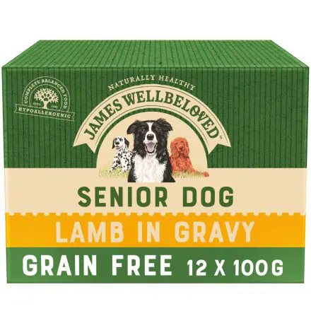 James Wellbeloved Grain Free Senior Dog Food Pouches Lamb in Gravy 12pk - 100g