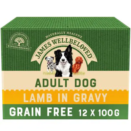 James Wellbeloved Grain Free Adult Lamb in Gravy Pouch 12pk - 100g