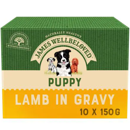 James Wellbeloved Puppy Dog Food Pouches Lamb in Gravy 10pk - 150g