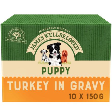 James Wellbeloved Puppy Dog Food Pouches Turkey in Gravy 10pk - 150g