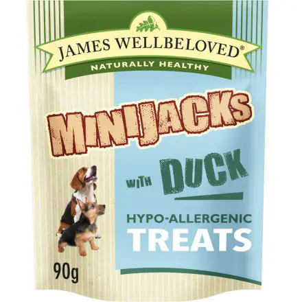 James Wellbeloved Duck Minijacks Dog Treats - 90g