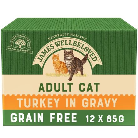 James Wellbeloved Grain Free Adult Cat Food Pouches Turkey in Gravy 12pk - 85g