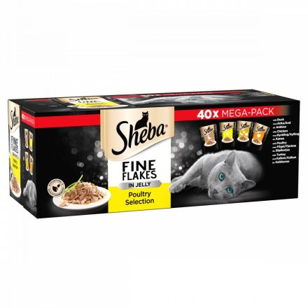 Sheba Fine Flakes Cat Pouches Poultry Collection in Jelly 40 Bulk Pack - 85g