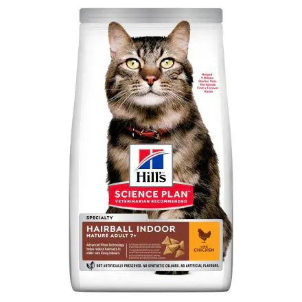 Hill's Science Plan Mature 7+ Adult Hairball & Indoor Dry Cat Food Chicken Flavour - 1.5kg