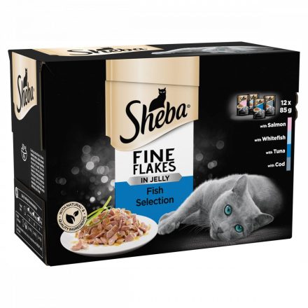 Sheba Fine Flakes Cat Pouches Fish Collection in Jelly 12 pack - 85g