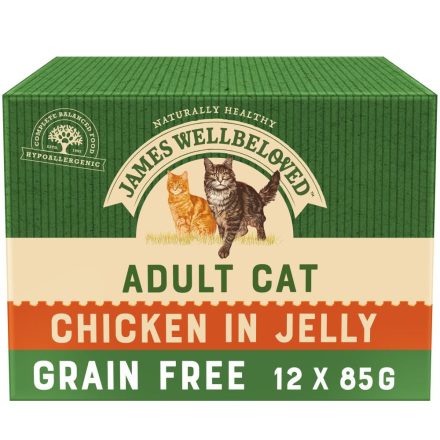 James Wellbeloved Grain Free Adult Cat Food Pouches Chicken in Jelly 12pk - 85g
