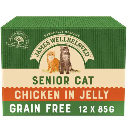 James Wellbeloved Grain Free Senior Cat Food Pouch Chicken in Jelly 12pk - 85g