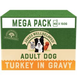 James Wellbeloved MEGA PACK Dog Pouches Turkey with Rice in Gravy 40x150g - 150g