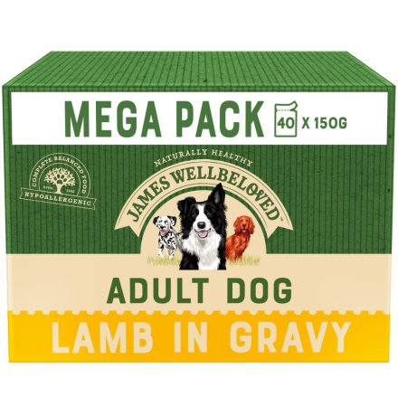JAMES WELLBELOVED MEGA PACK Dog Pouches Lamb with Rice in Gravy 40x150g - 150g
