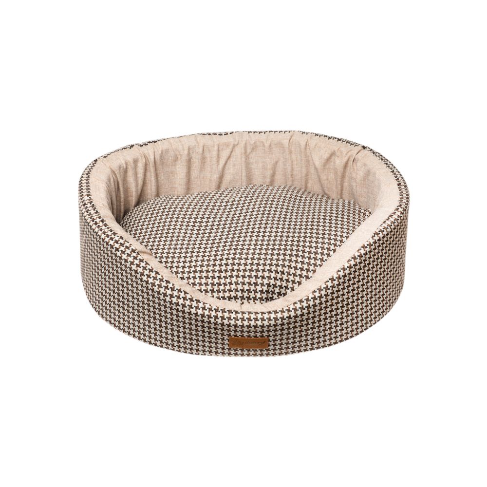 Dubex Parisian Goose Foot Check Dog Bed Brown Various Sizes