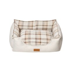 Dubex British Tartan Dog Bed Cream & Beige Various Sizes