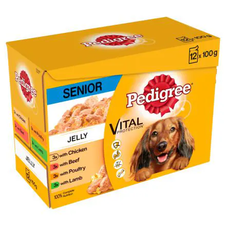 Pedigree Senior Wet Dog Food Pouches Mixed Selection in Jelly 12pk - 100g