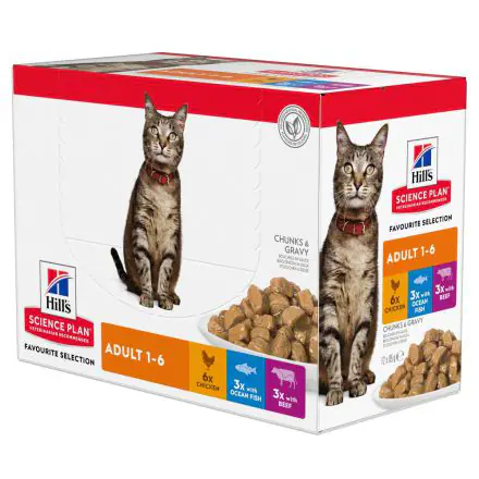 Hill's Science Plan Adult Wet Cat Food Multipack Chicken, Beef & Ocean Fish Flavour - 85g