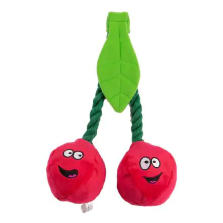 Animate Plush Cherries on rope Squeaky Dog Toy