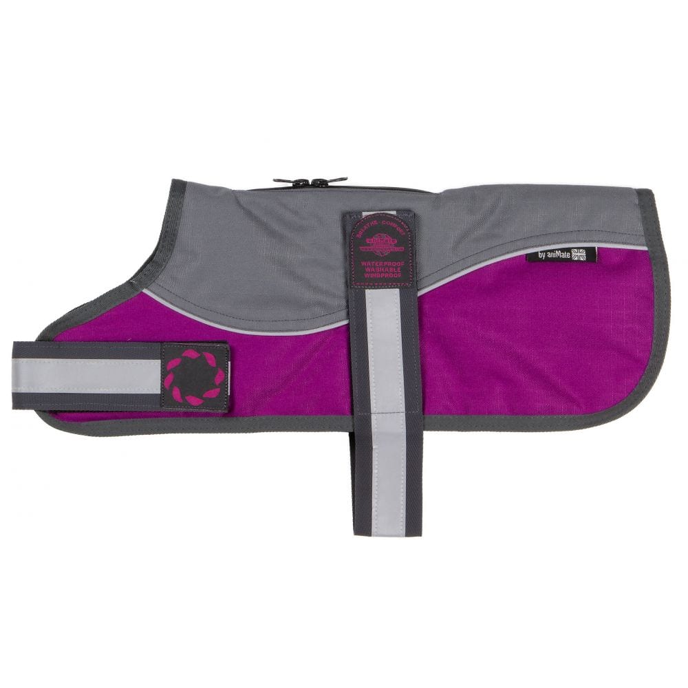 Animate Reflective Grey/Raspberry Padded Harness Coat w/o collar 20" (51cm) - 20 inches