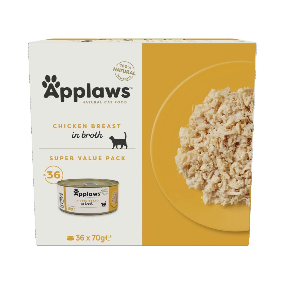 Applaws Chicken Breast in Broth Super Value Pack 36pk - 70g