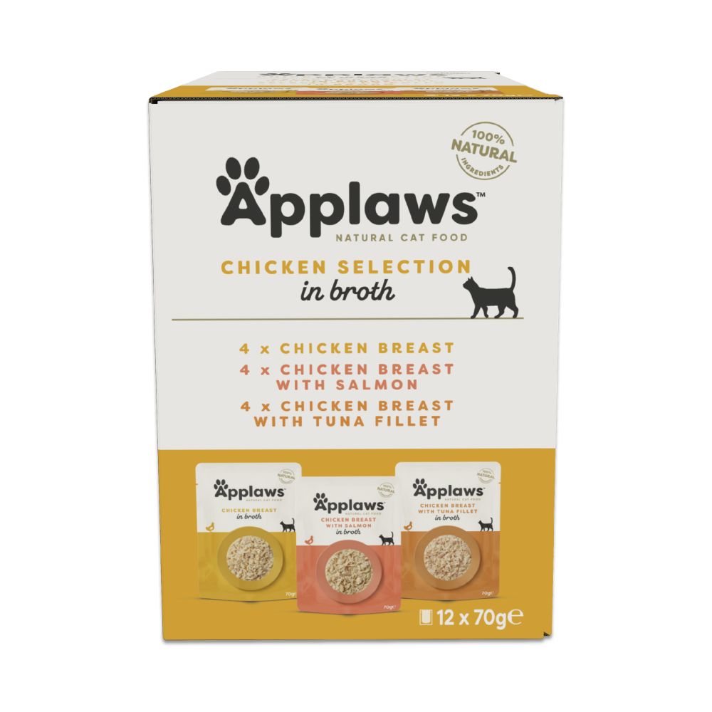Applaws Natural Wet Adult Cat Food Chicken Selection in Broth 12pk - 70g