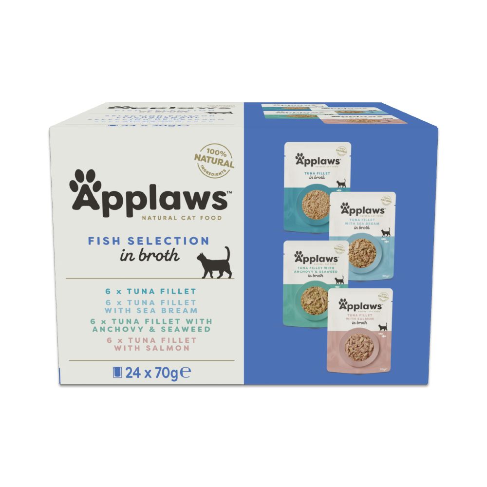 Applaws Natural Wet Adult Cat Food Fish Selection in Broth 24pk - 70g