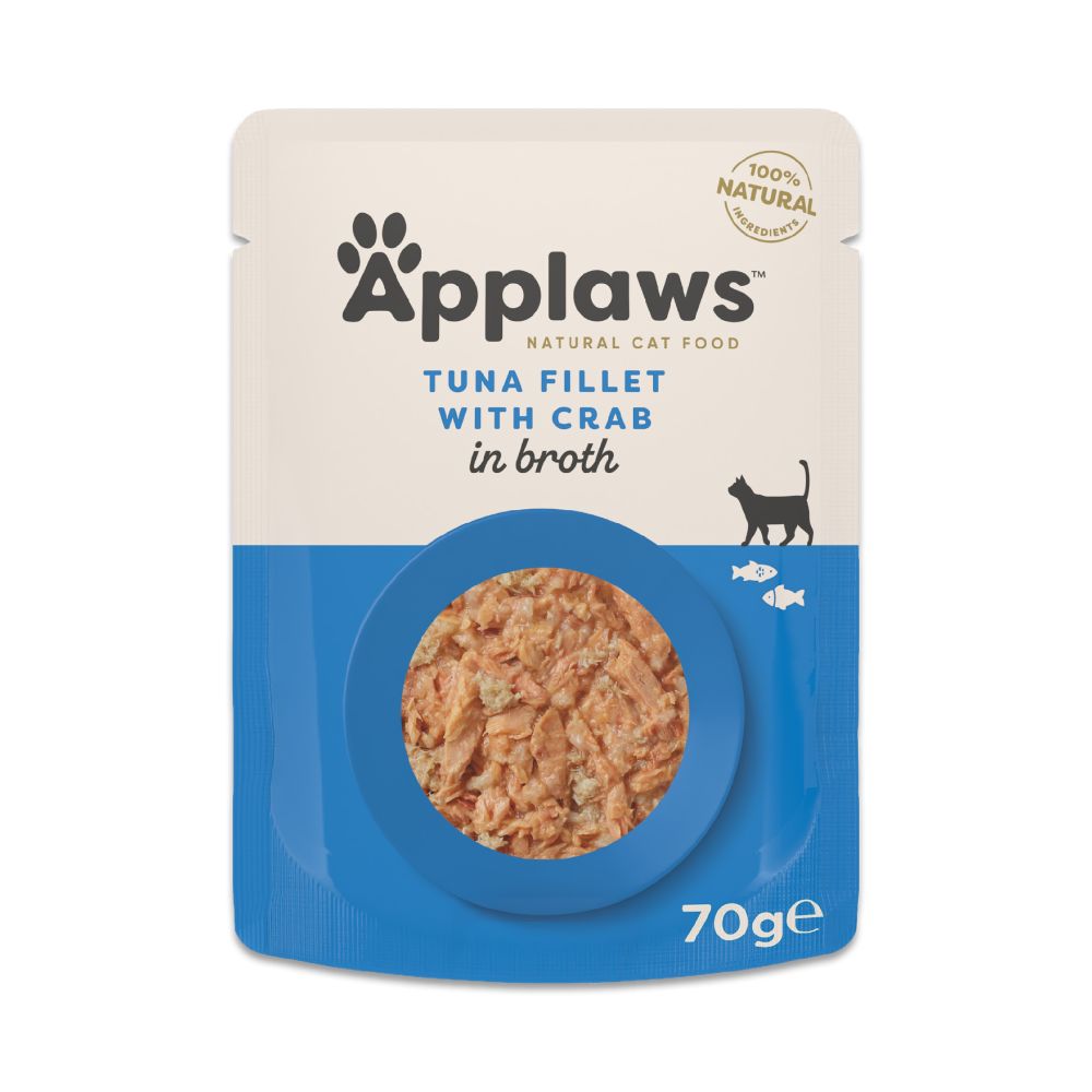 Applaws Natural Wet Adult Cat Food Tuna Fillet with Crab in Broth 12pk - 70g